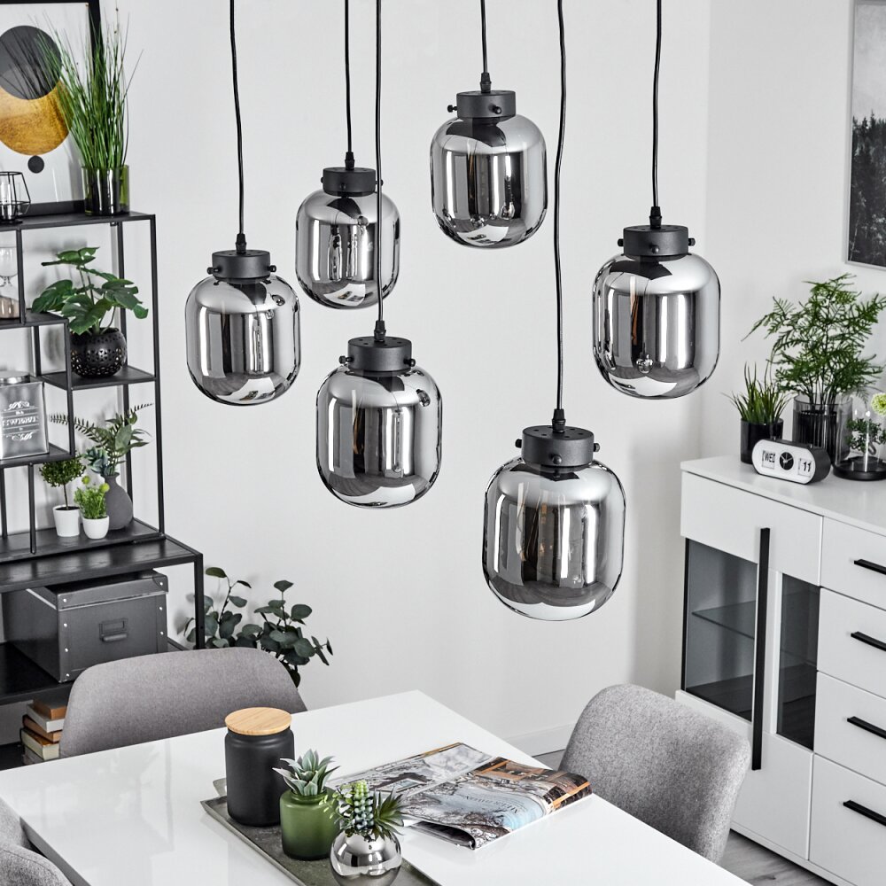 Arieux Lampadario a sospensione Nero, 6-Luci