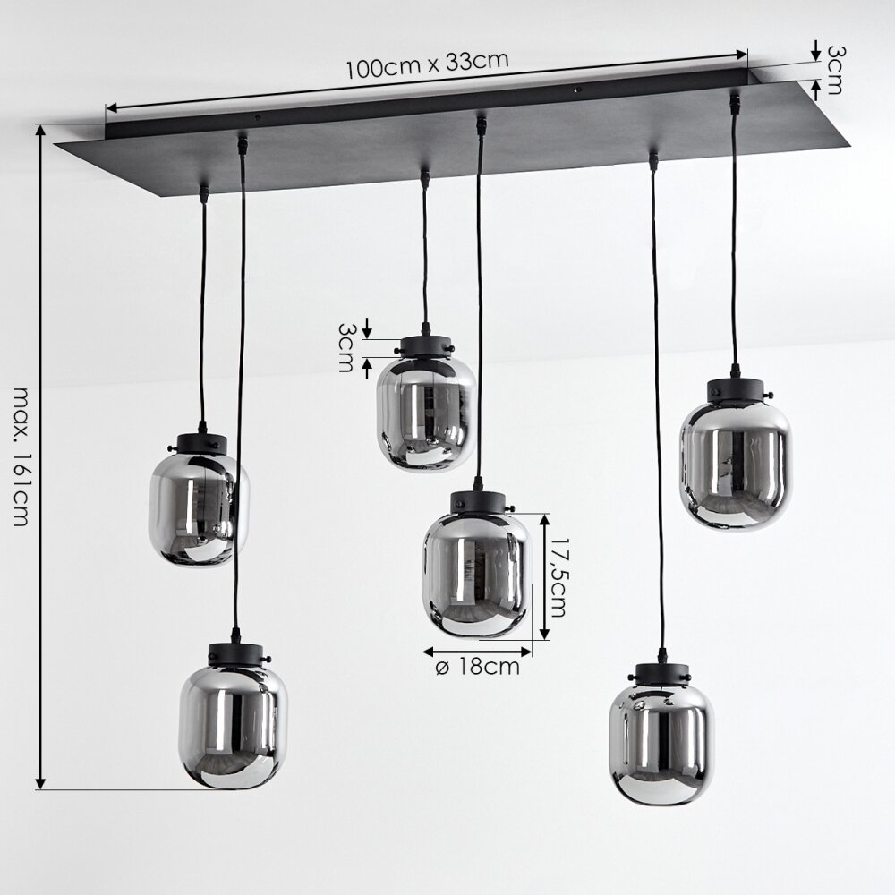 Arieux Lampadario a sospensione Nero, 6-Luci
