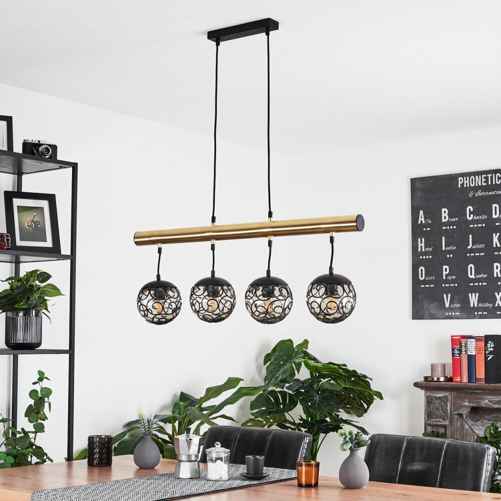 Abodaneira Lampada a Sospensione Ottone, Nero, 4-Luci