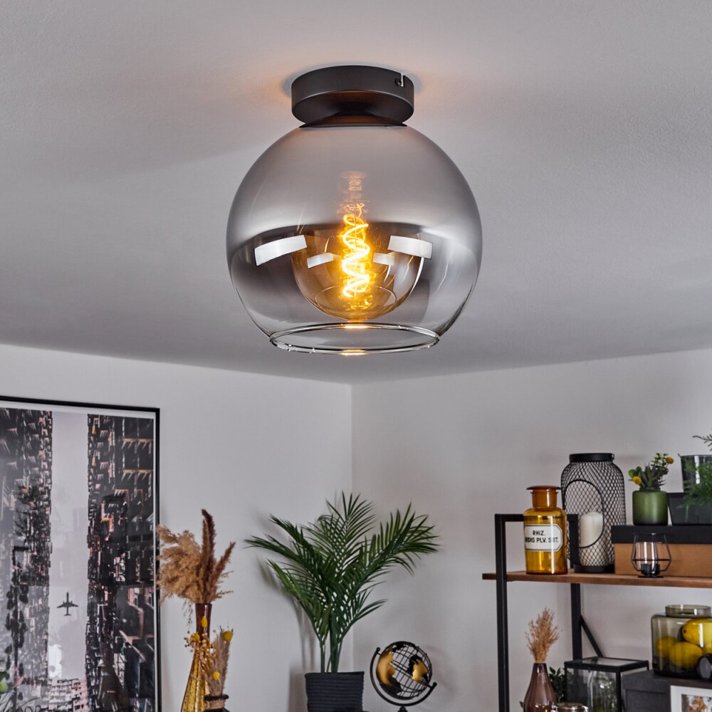 Koyoto Plafoniera Vetro 25 cm Cromo, Chiaro, Grigio fumo, 1-Luce main product photo