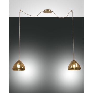 Fabas Luce Glow Lampada a Sospensione Ottone, 2-Luci