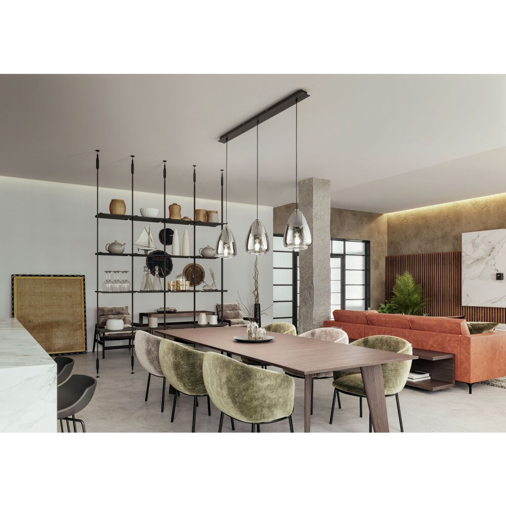 Fabas Luce Britton Lampada a Sospensione Nero, 3-Luci main product photo
