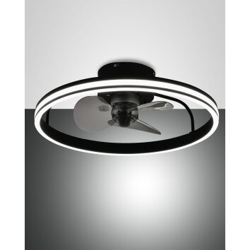 Fabas Luce Relais ventilatore da soffitto LED Nero, 1-Luce