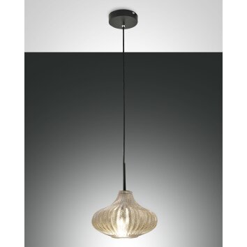 Fabas Luce Budelli Lampada a Sospensione Nero, 1-Luce