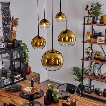 Koyoto  Lampadario a sospensione Vetro 15 cm, 20 cm, 25 cm, 30cm Oro, Chiaro, 5-Luci