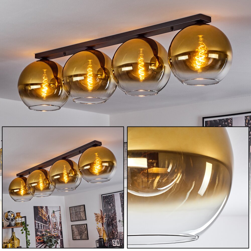Koyoto Plafoniera Vetro 30 cm Oro, Chiaro, 4-Luci main product photo