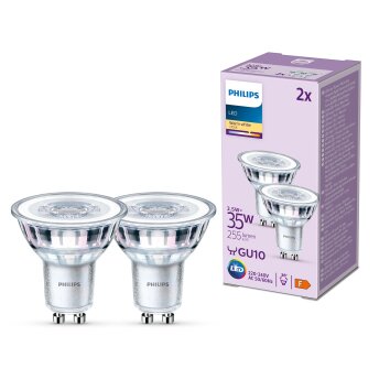 Philips Classic Set di 2 LED GU10 3,5 Watt 2700 Kelvin 255 Lumen