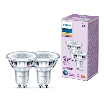 Philips Classic Set di 2 LED GU10 4,6 Watt 2700 Kelvin 355 Lumen