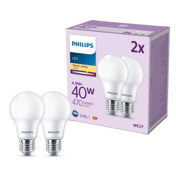 Philips Classic Set di 2 LED E27 4,9 Watt 2700 Kelvin 470 Lumen