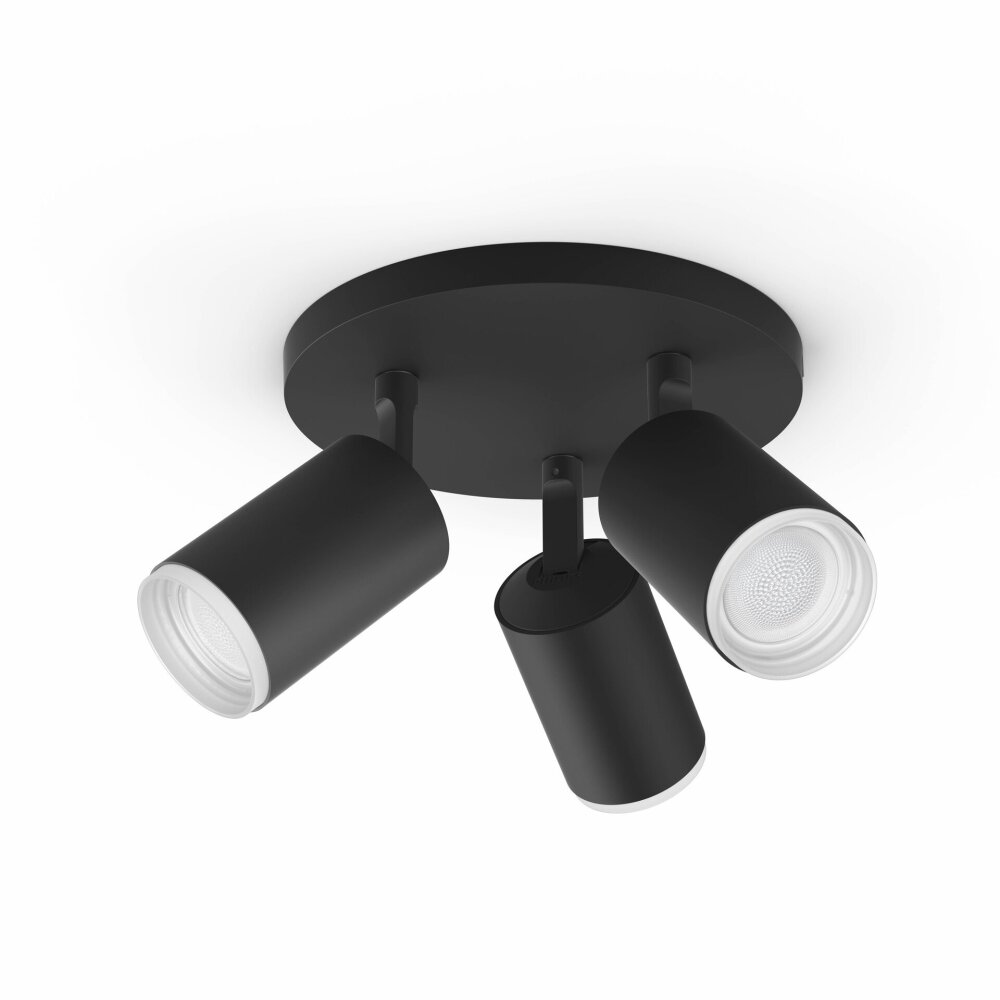 Philips Hue Fugato Plafoniera LED Nero, 3-Luci, Cambia colore