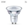 Philips Classic Set di 3 LED GU10 3,5 Watt 2700 Kelvin 255 Lumen