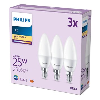 Philips Classic Set di 3 LED E14 da 2,8 Watt 2700 Kelvin 250 Lumen