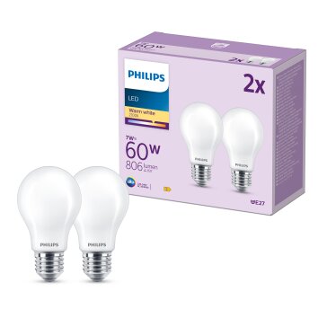 Philips Classic Set di 2 LED E27 7 Watt 2700 Kelvin 806 Lumen