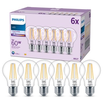 Philips Classic Set di 6 LED E27 7 Watt 4000 Kelvin 850 Lumen