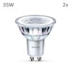 Philips Classic Set di 2 LED GU10 da 3,5 Watt 4000 Kelvin 275 Lumen