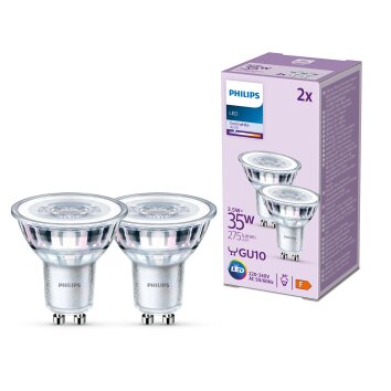 Philips Classic Set di 2 LED GU10 da 3,5 Watt 4000 Kelvin 275 Lumen