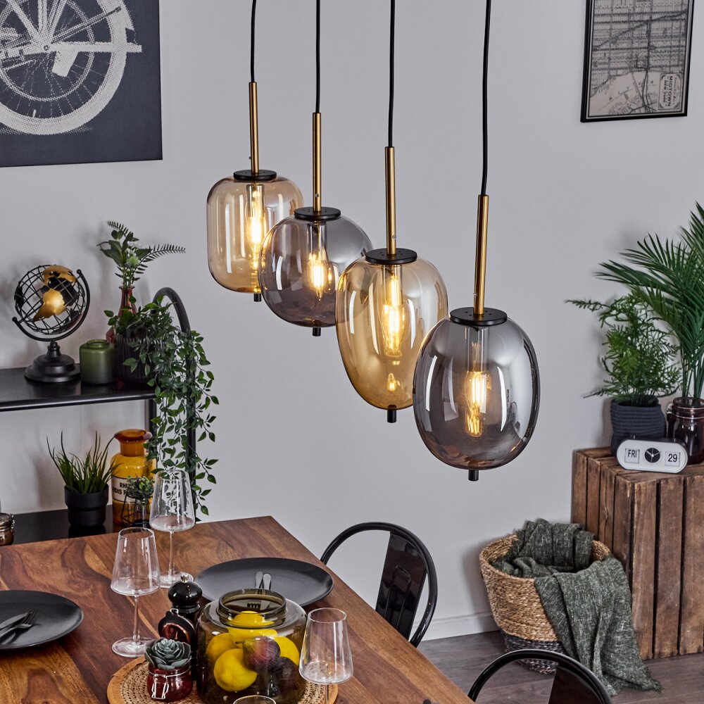 Verbania Lampadario a sospensione Ottone, Nero, 4-Luci main product photo