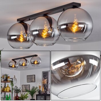 Koyoto Plafoniera Vetro 30 cm Cromo, Chiaro, Grigio fumo, 3-Luci Koyoto Plafoniera Vetro 30 cm Cromo, Chiaro, Grigio fumo, 3-Luci