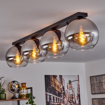 Koyoto  Plafoniera Vetro 25 cm Cromo, Chiaro, Grigio fumo, 4-Luci