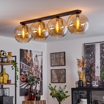 Koyoto  Plafoniera Vetro 30 cm Ambrato, 4-Luci