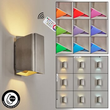 Bafueiras Applique da esterno LED Nichel opaco, Bianco, 1-Luce, Telecomando, Cambia colore