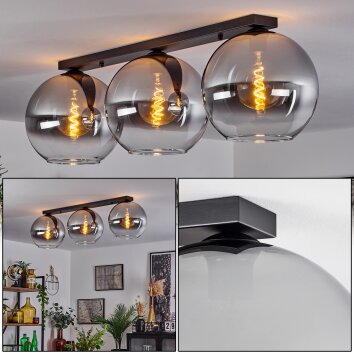 Koyoto  Plafoniera Vetro 30 cm Chiaro, Grigio fumo, 3-Luci