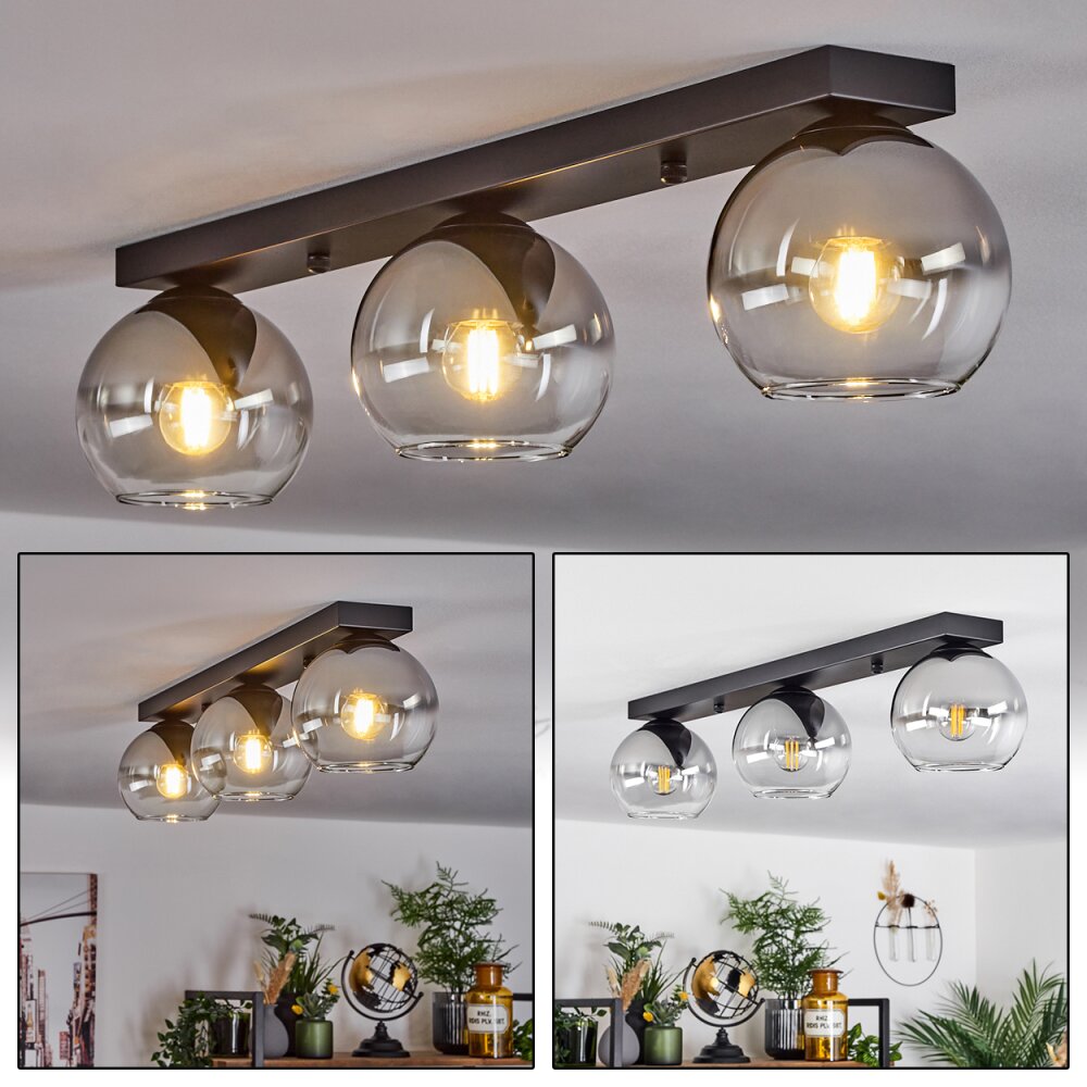 Koyoto Lampadario a sospensione Vetro 15 cm Cromo, Chiaro, Grigio fumo, 3-Luci main product photo