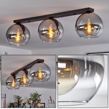 Koyoto  Plafoniera Vetro 25 cm Chiaro, Grigio fumo, 3-Luci