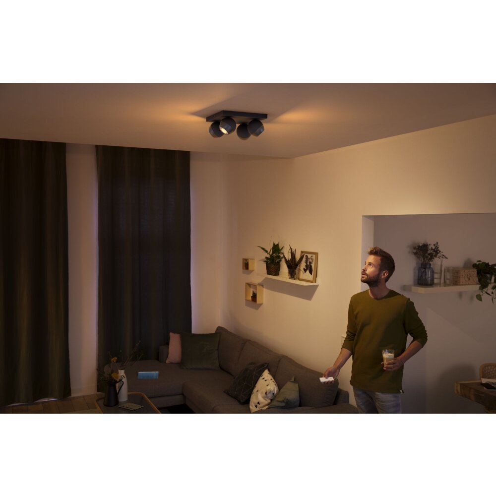 Philips Hue Buckram Plafoniera LED Nero, 4-Luci, Telecomando main product photo