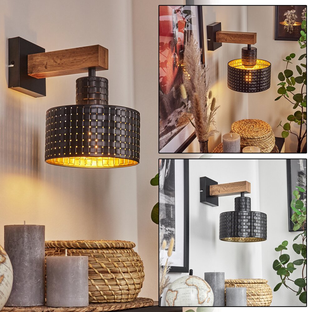 Chabian Applique Marrone, Aspetto del legno, Nero, 1-Luce main product photo
