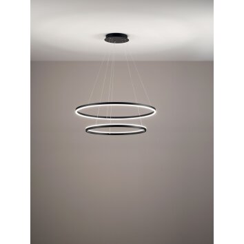 Fabas Luce Giotto Lampada a Sospensione LED Nero, 2-Luci