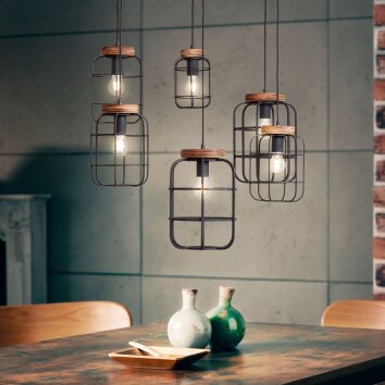 Brilliant Gwen Lampada a Sospensione Legno scuro, Nero, 6-Luci