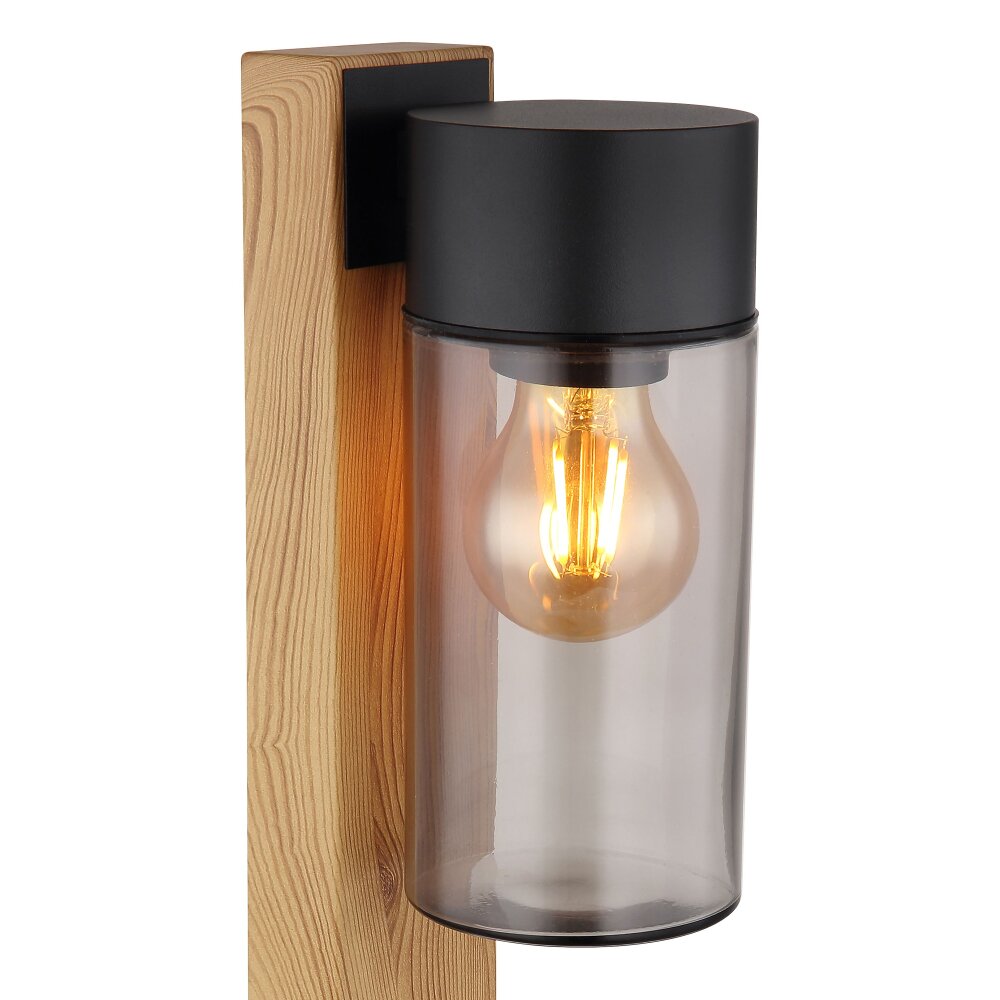 Globo ETSI Lampioncino Segnapasso Aspetto del legno, Nero, 1-Luce