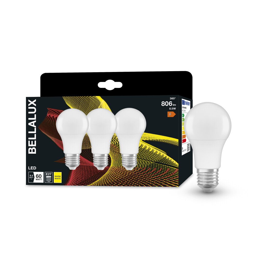 BELLALUX® CLA Set di 3 LED E27 8,5 Watt 2700 Kelvin 806 Lumen main product photo