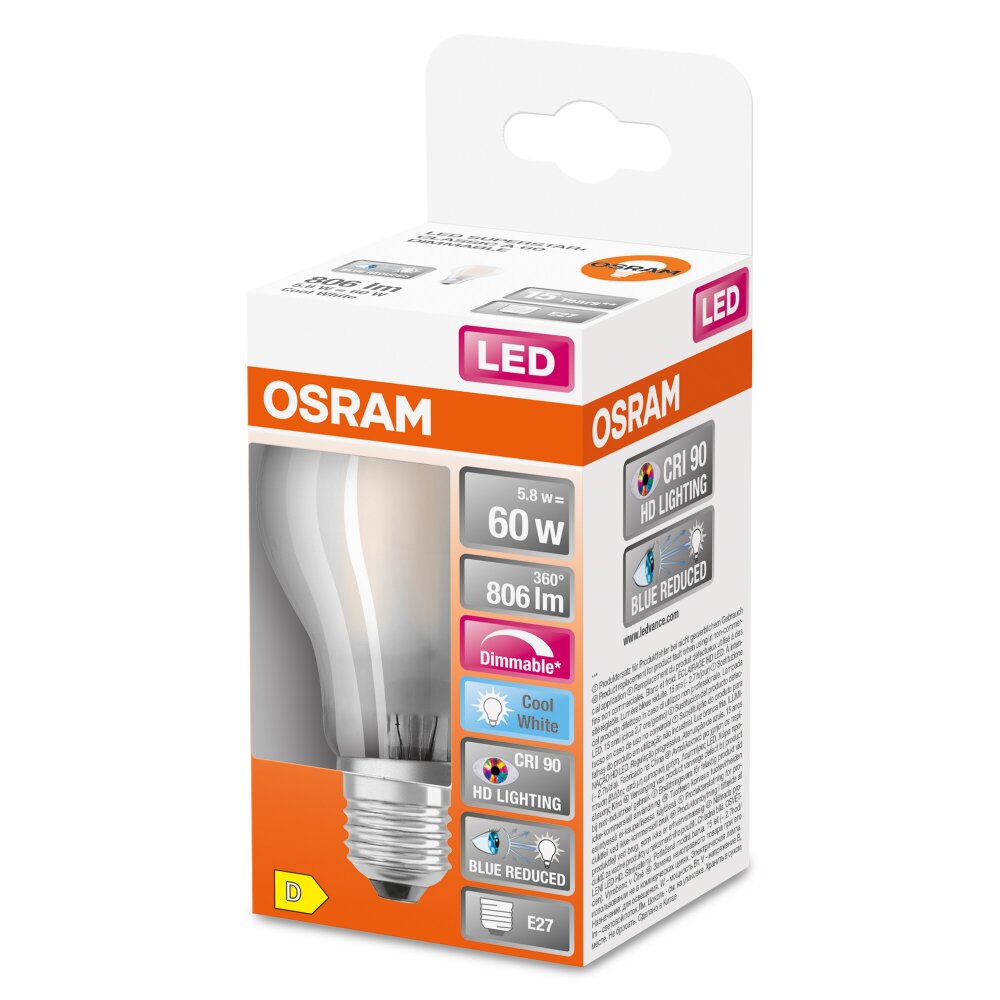 OSRAM SUPERSTAR LED E27 5,8 Watt 4000 Kelvin 806 Lumen main product photo