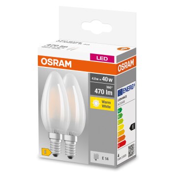 OSRAM CLASSIC B Set di 2 LED E14 4 Watt 2700 Kelvin 470 Lumen OSRAM CLASSIC B Set di 2 LED E14 4 Watt 2700 Kelvin 470 Lumen