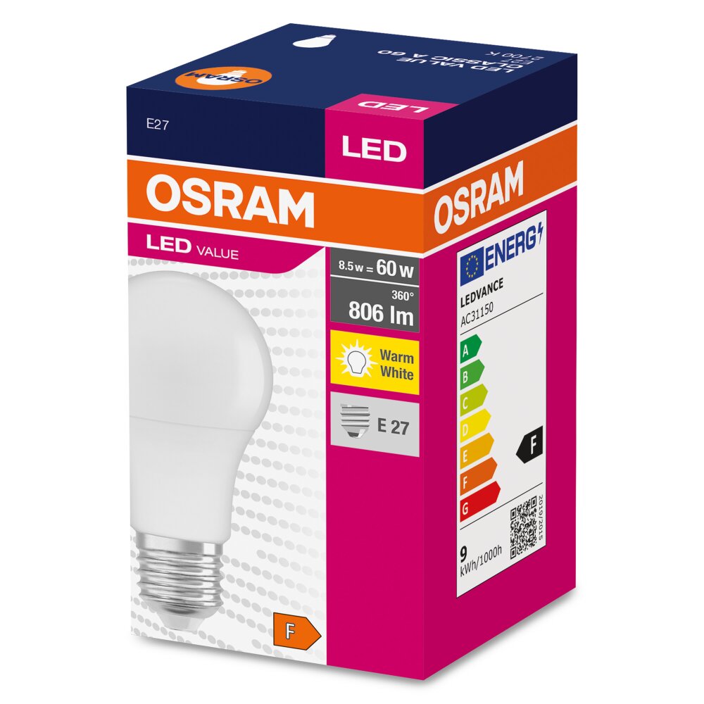 OSRAM CLASSIC A LED E27 8,5 Watt 2700 Kelvin 806 Lumen 4052899326842