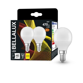 BELLALUX® Set di 2 LED E14 4,9 Watt 2700 Kelvin 470 Lumen