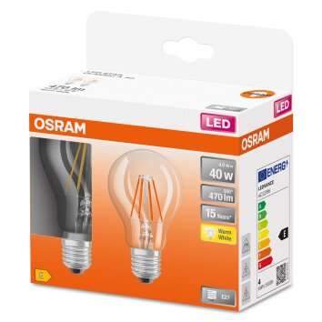OSRAM LED Retrofit Set di 2 E27 4 Watt 2700 Kelvin 470 Lumen