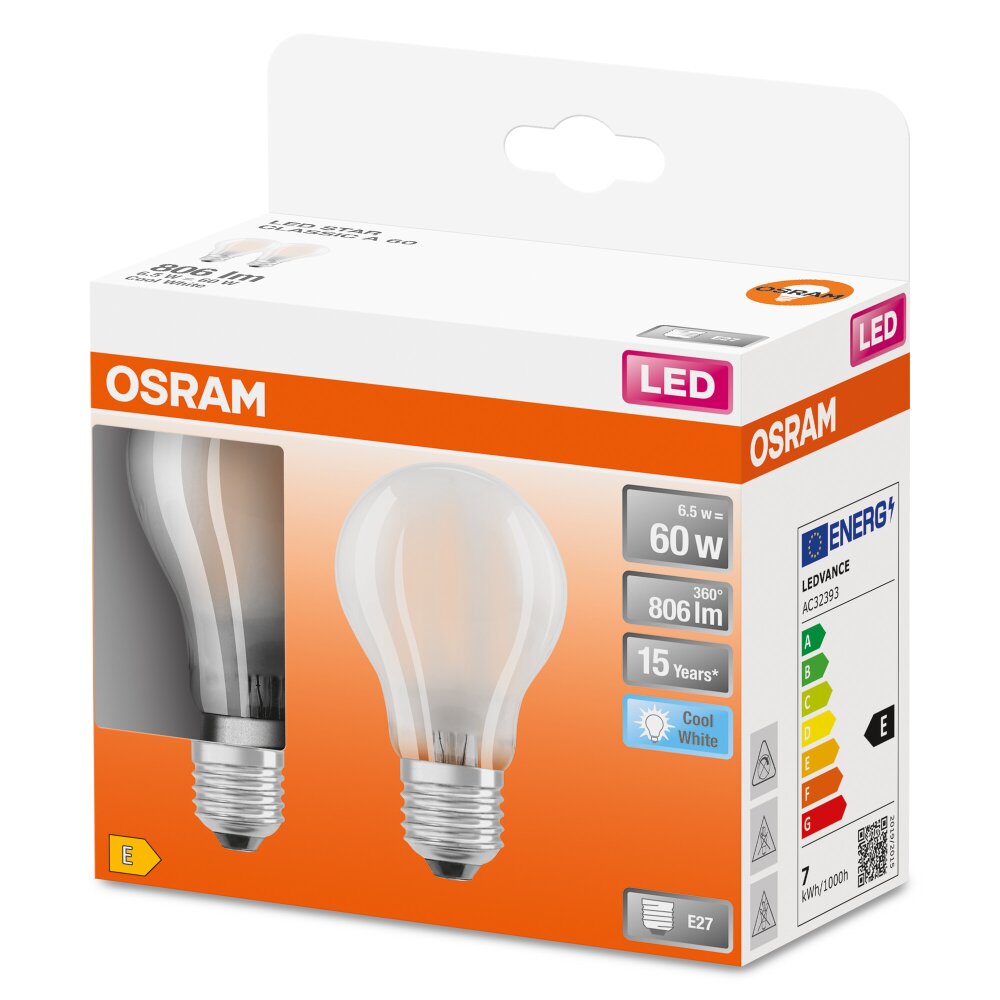 OSRAM LED Retrofit Set di 2 E27 6,5 Watt 4000 Kelvin 806 Lumen main product photo