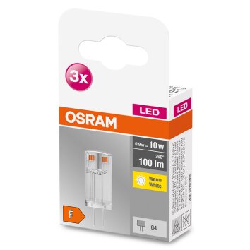 OSRAM LED BASE PIN Set di 3 G4 0,9 Watt 2700 Kelvin 100 Lumen