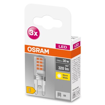 OSRAM LED BASE PIN Set di 3 G9 2,6 Watt 2700 Kelvin 320 Lumen