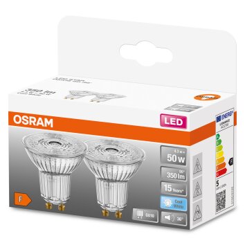 OSRAM LED STAR PAR16 Set di 2 GU10 da 4,3 Watt 4000 Kelvin 350 Lumen
