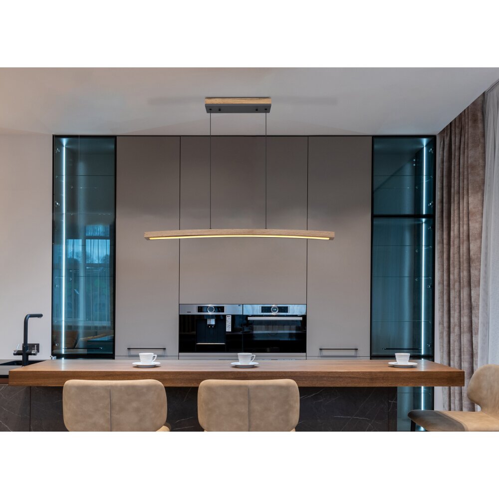 Globo DORO Lampadario a sospensione LED Grigio, Aspetto del legno, 1-Luce main product photo