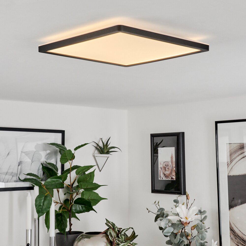 Sasinhosa Plafoniera LED Nero, 1-Luce, Telecomando