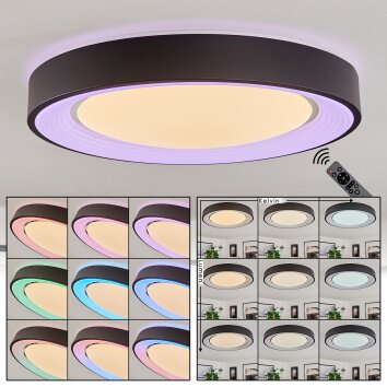 Melupre Plafoniera LED Nero, 1-Luce, Telecomando, Cambia colore
