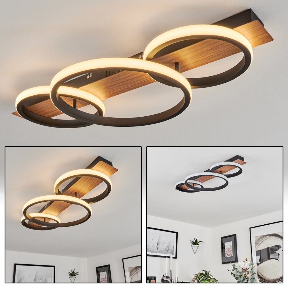 Canhestros Plafoniera LED Marrone, Aspetto del legno, Nero, 1-Luce main product photo