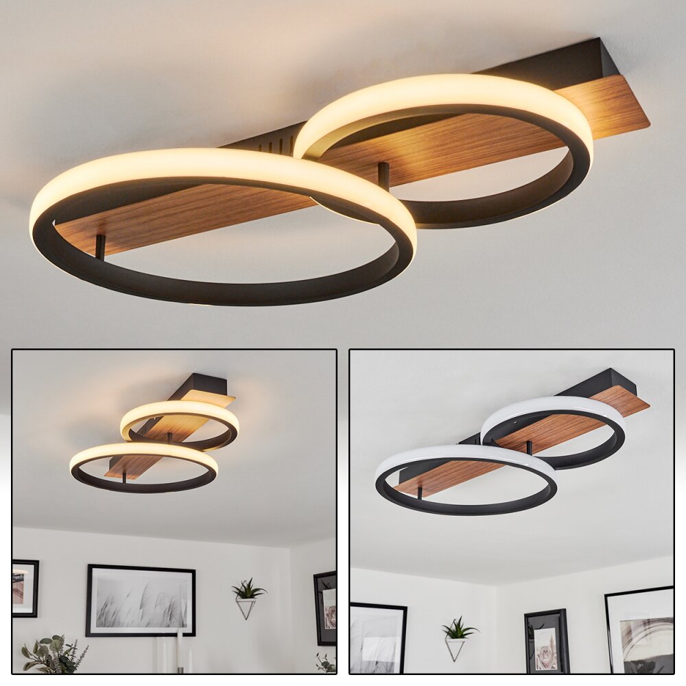 Canhestros Plafoniera LED Aspetto del legno, Nero, 1-Luce main product photo