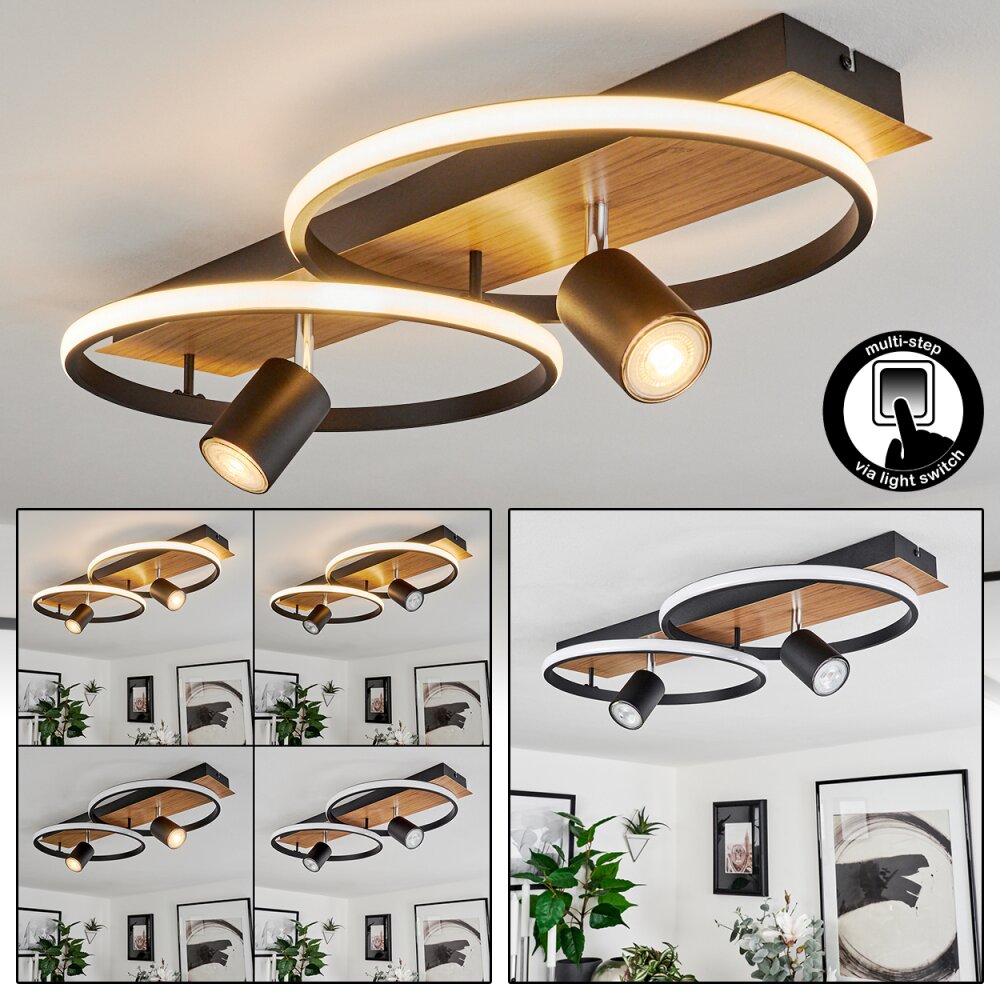 Boim Plafoniera LED Aspetto del legno, Nero, 3-Luci main product photo
