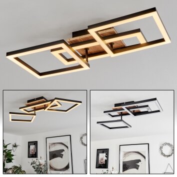 Avelal Plafoniera LED Marrone, Aspetto del legno, Nero, 1-Luce